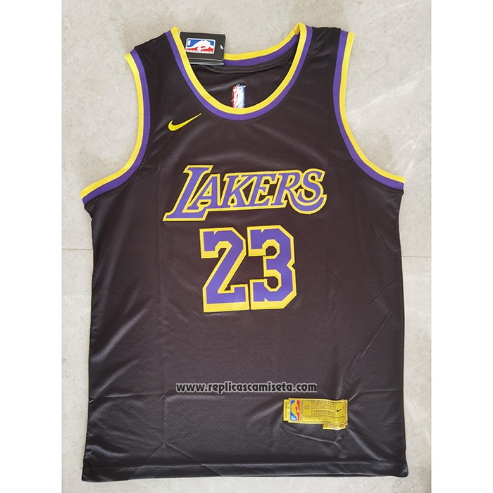 Camiseta Los Angeles Lakers LeBron James #23 Earned 2020-21 Negro